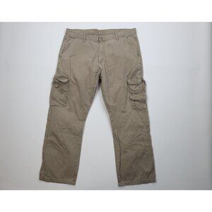 Vintage Y2K Wrangler Mens 38x30 Faded Baggy Wide Leg Cargo Pants Trousers Khaki